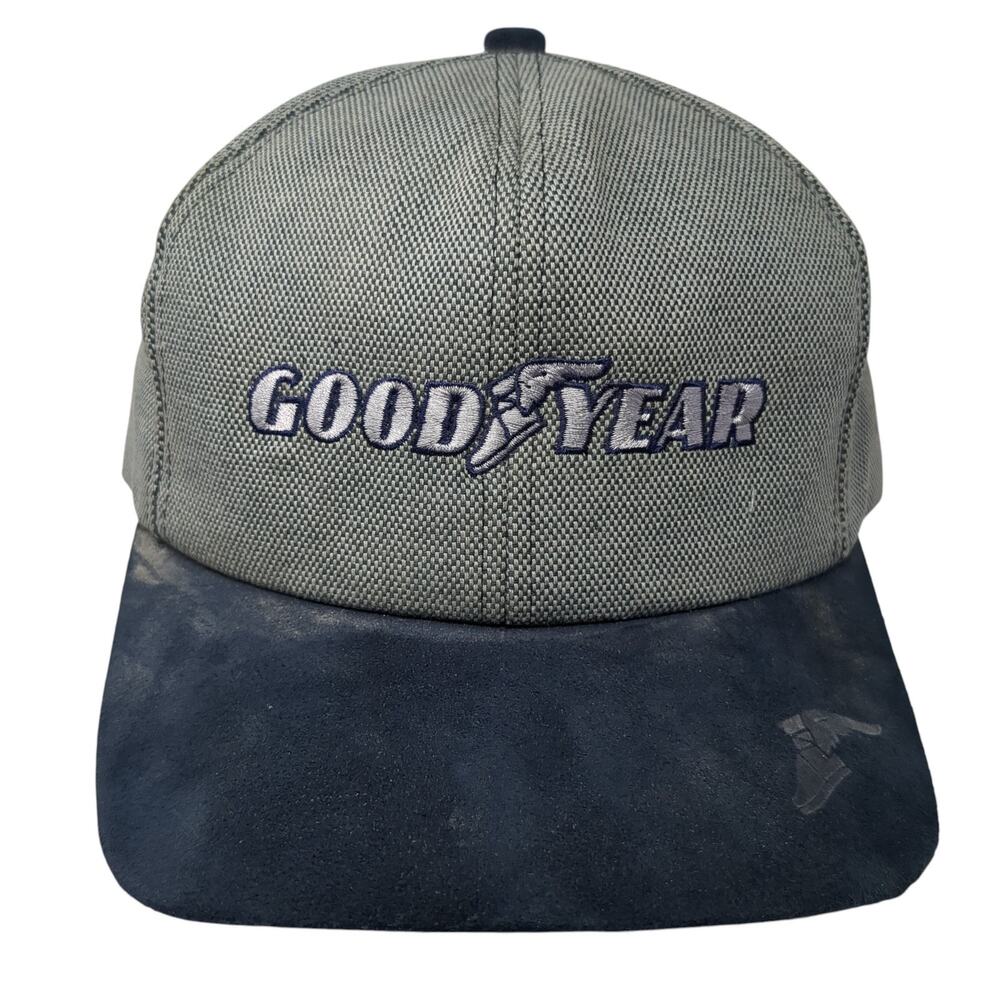 Goodyear Snapback Hat Gray One Size Embroidered Colorblock 6 Panel